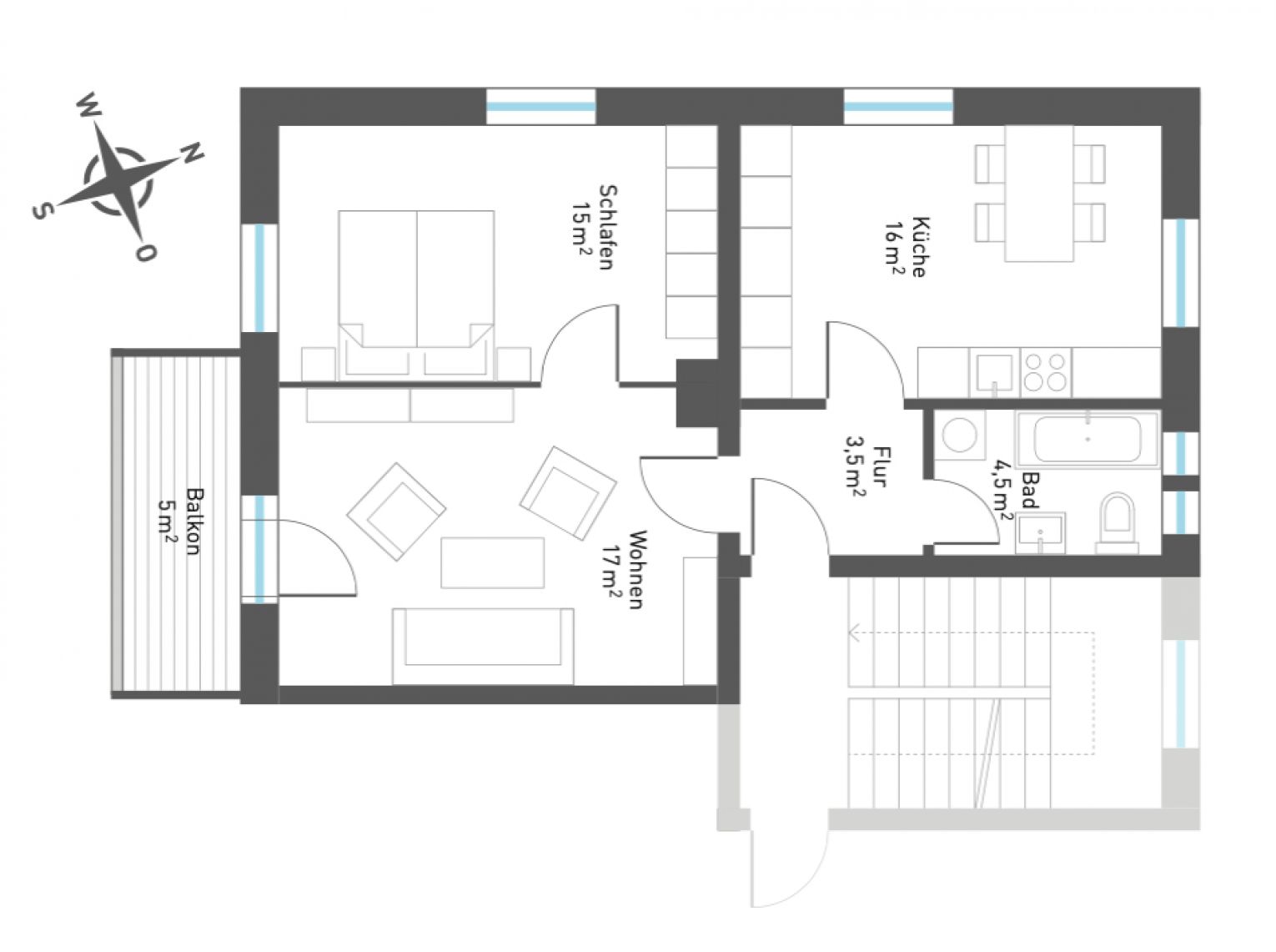 Laminat • Balkon mit Sonne • 2-Raum • Tageslichtbad mit Wanne • ruhige Lage • jetzt Termin machen!