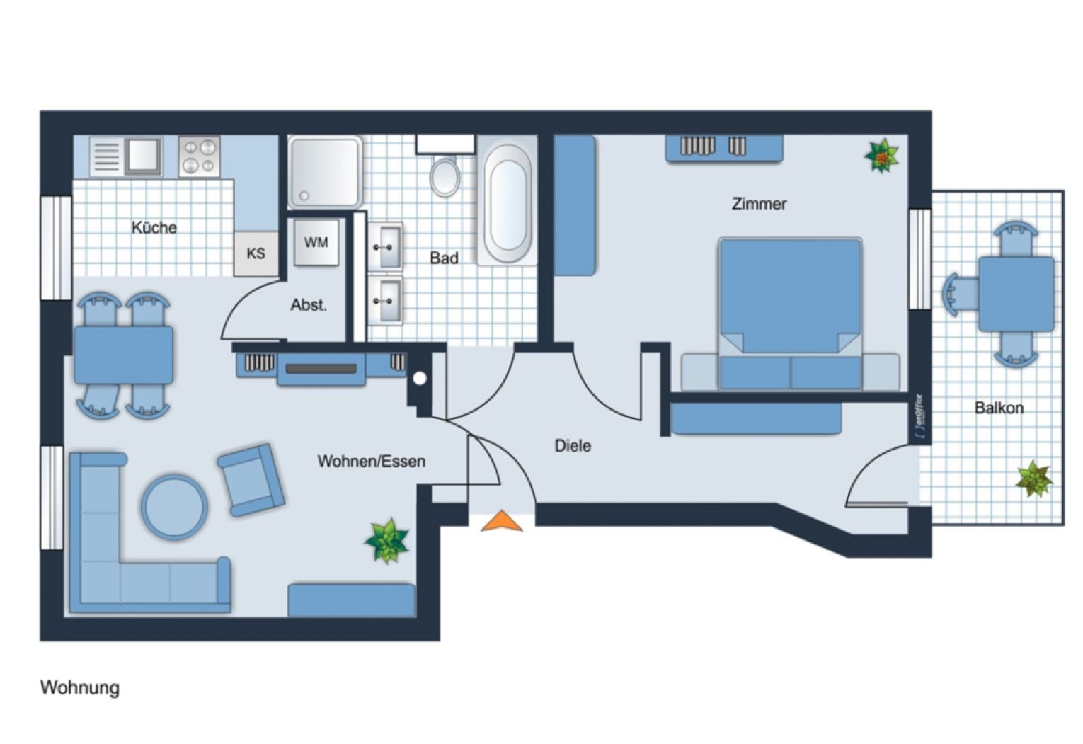 2-Raum Wohnung • Balkon • Chemnitz • offene Küche • Fußbodenheizung • Erstbezug • Lutherviertel