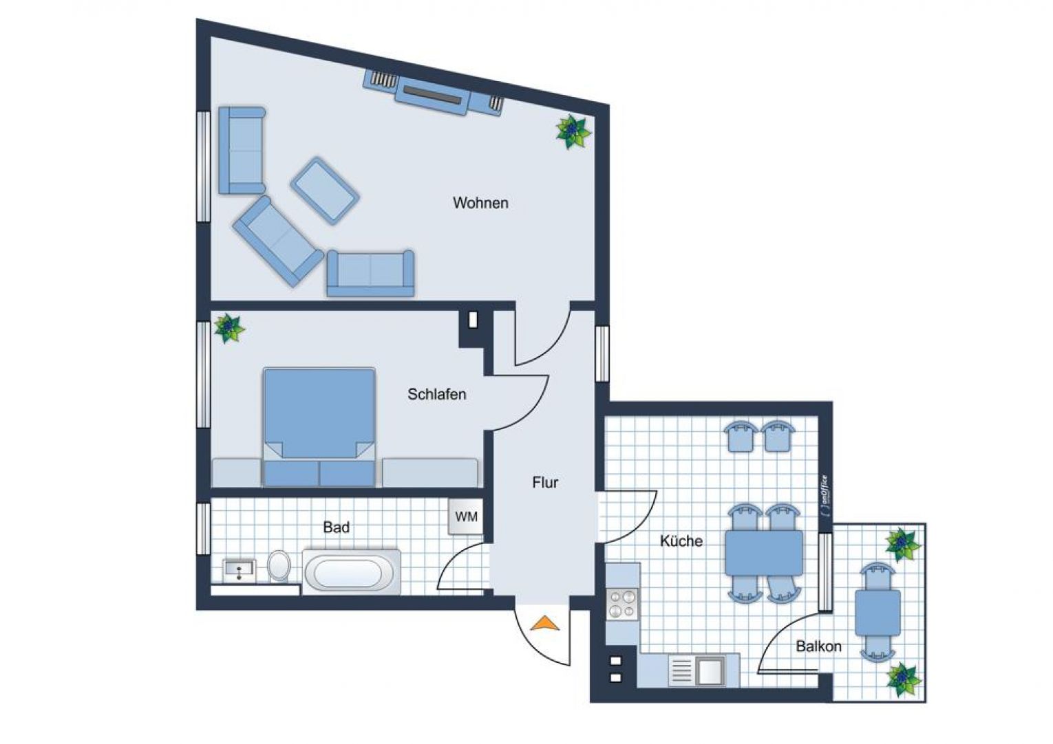 2-Raum Wohnung • Uni-Campus • Balkon • zentrale Lage • in Chemnitz • große Küche • jetzt anrufen 