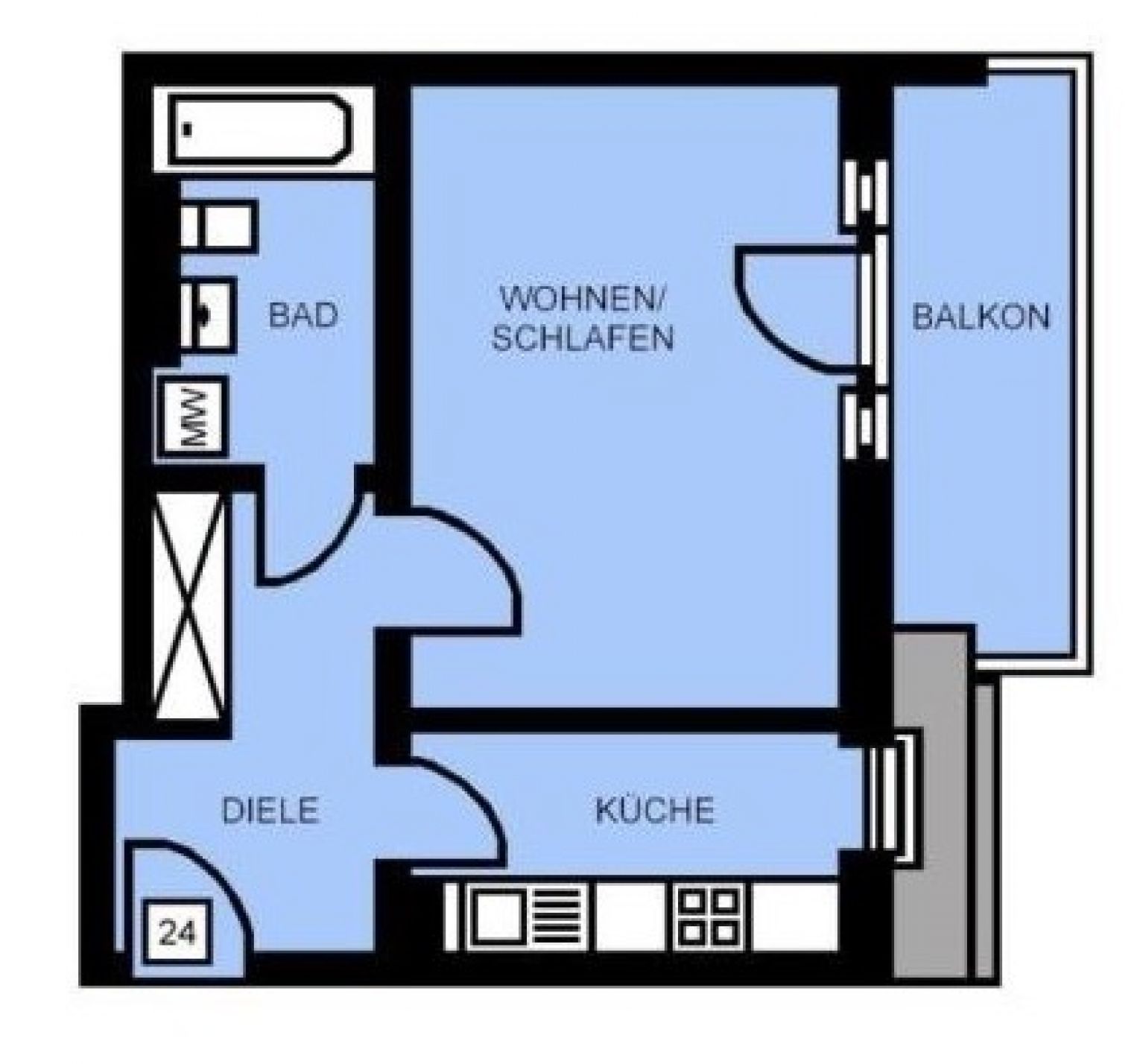 1 Zimmer • im Dachgeschoss • mit Dachterrasse • Tiefgaragenstellplatz • zur Miete • ab sofort frei!
