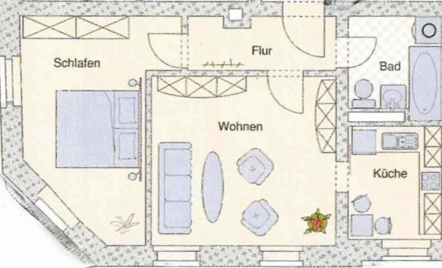 2-Raum Wohnung • im Zentrum • Brühl • in Chemnitz • vermietet • Anlageobjekt