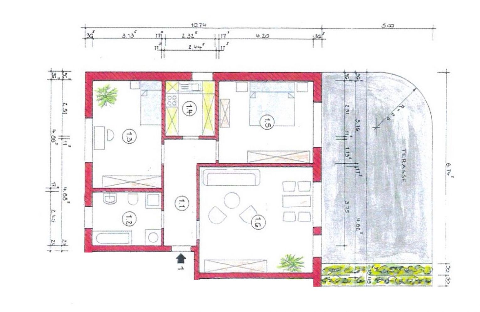 Große Terrasse • Sonnig • 3 Zimmer • ruhige Lage • Laminat • Bad mit Fenster • Stellplatz