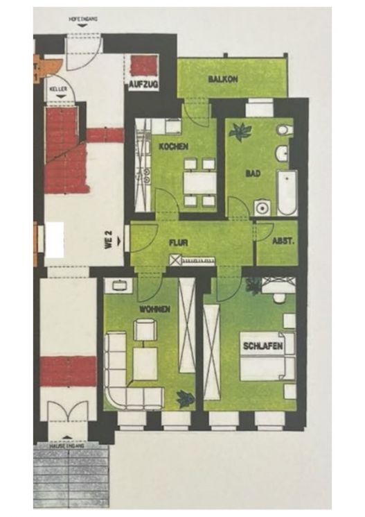 Kapitalanlage • Erdgeschoss • mit Balkon • 2-Raum • in Schloßchemnitz • vermietet