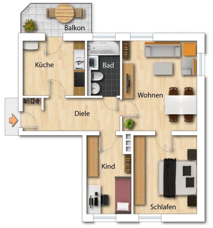im Lutherviertel • Balkon • in Chemnitz • Tageslichtbad • 3-Raum Wohnung • zur Miete • jetzt anrufen