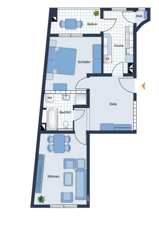 Kaßberg • 2-Zimmer • vermietet • zum Kauf • mit Balkon • in Chemnitz • als Kapitalanlage • kaufen!
