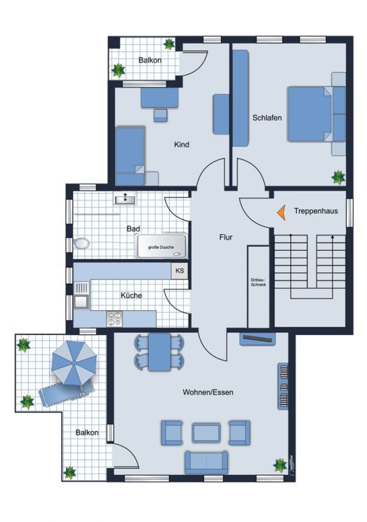 3 Zimmer • Eigentumswohnung • Rabenstein • 2 Balkone • Tiefgarage • Einbauküche • Top-Lage • Bad Neu