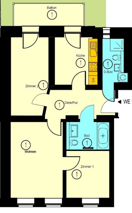 Sonnenberg • 3-Raum Wohnung • Tageslichtbad • Balkon • Chemnitz • Fußbodenheizung