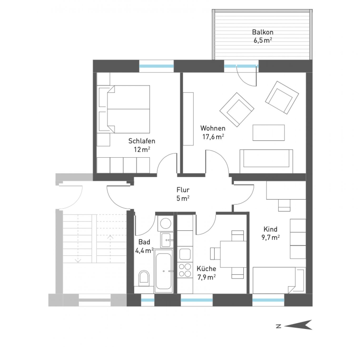 3-Raum • Tageslichtbad mit Wanne • am Heimgarten • Balkon • Top-Preis! • Fussbodenheizung
