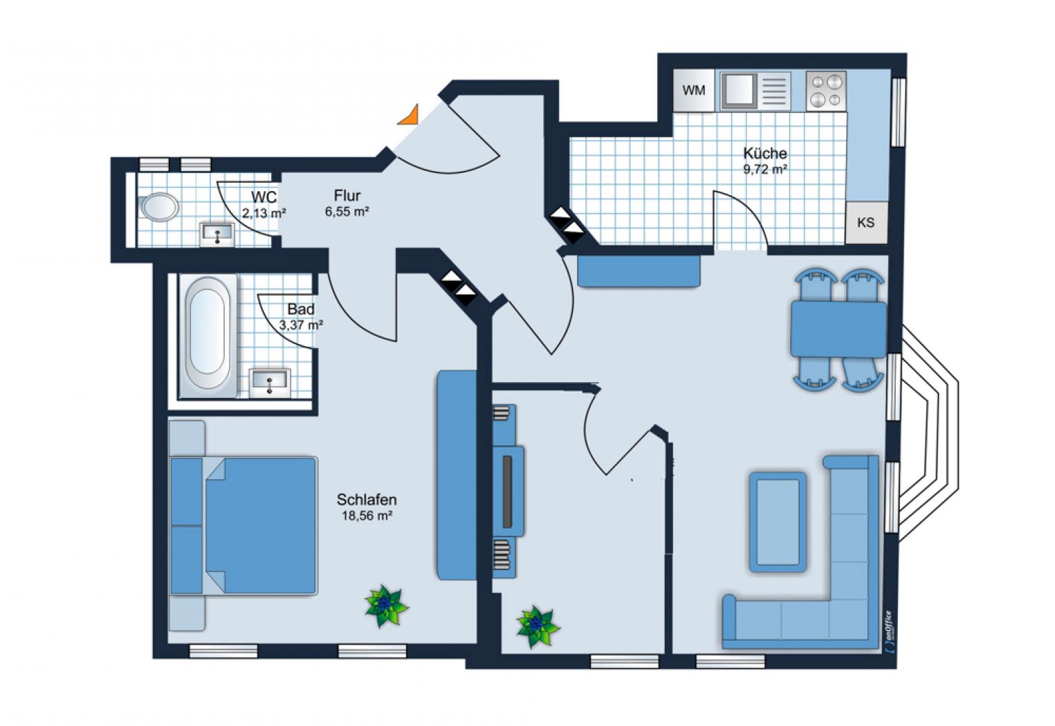 3-Raum in Chemnitz • separates WC • Laminat • imposante Jugendstilvilla • Altbau • mit Einbauküche!