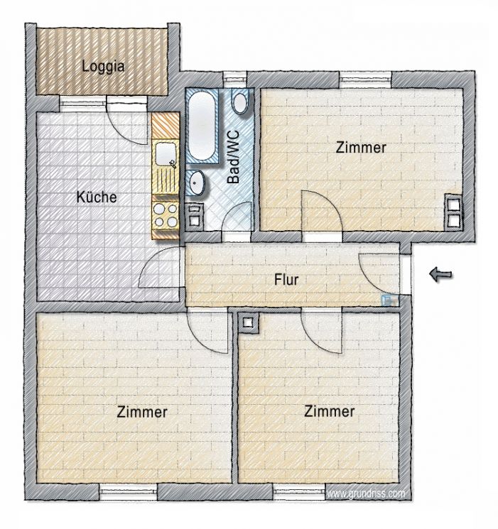 TOP! • 3-Raum • Kaßberg • Balkon • Tageslichtbad • neues Laminat • Stellplätze! • jetzt einziehen
