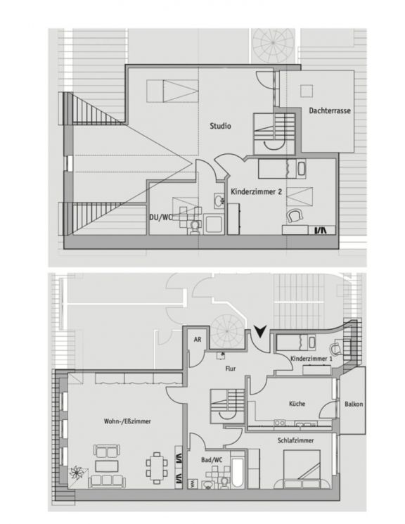 Maisonettenwohnung • zum Kauf • 4-Raum Wohnung • Balkon • 2 Bäder • Kaßberg • Dachterrasse