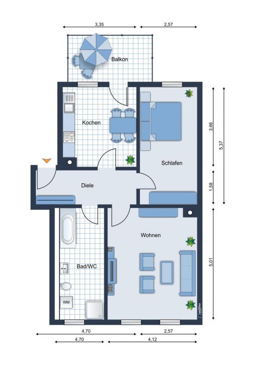 2 Zimmer • Bad mit Wanne, Dusche und Fenster • großer Balkon • modernes Laminat • in Hilbersdorf