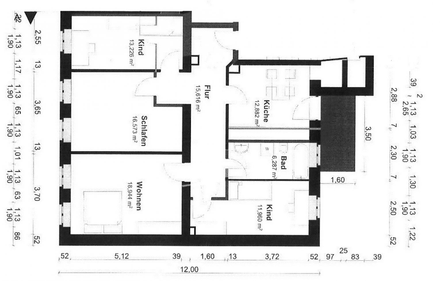 Balkon • 4-Raum • Fussbodenheizung • Bad mit Eckwanne • Stellplatz • Laminat • Wärmedämmung • TOP!