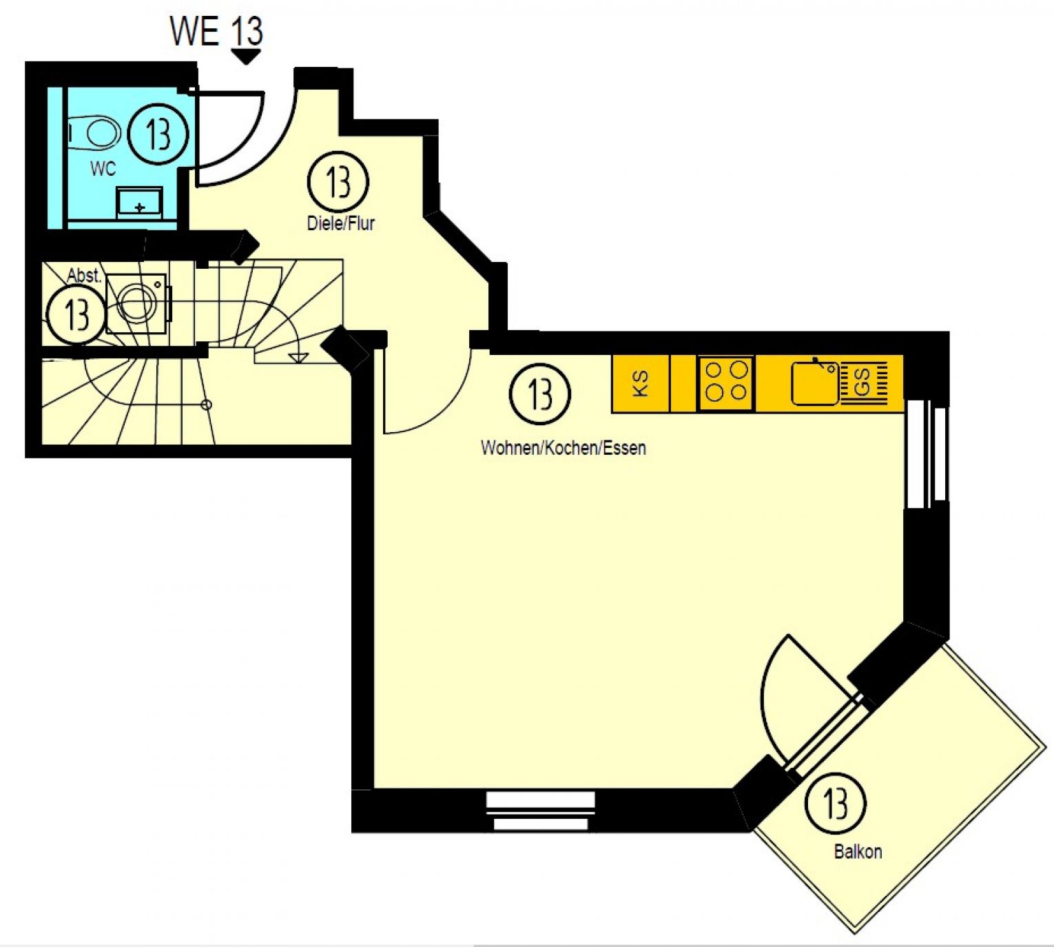 Balkon • Chemnitz • Tageslichtbad • 2-Raum Wohnung • offner Wohn-und Essbereich • zur Miete