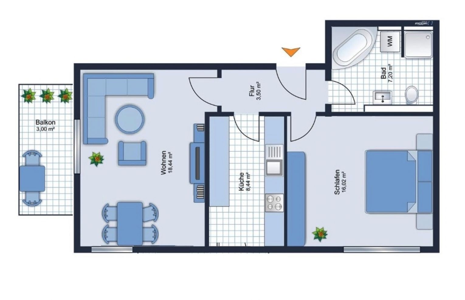 Ebersdorf • 2 Zimmer • Sonnenbalkon • Bad mit Wanne und Dusche • Stellplatz • Aufzug • TOP 
