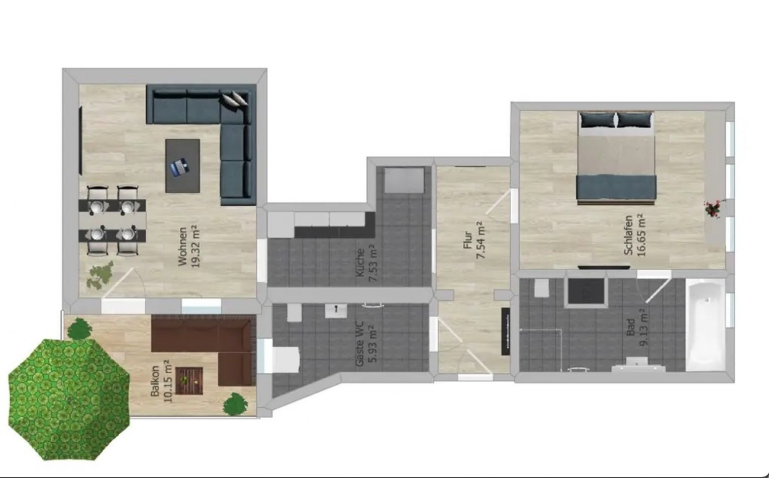 2-Raum • Balkon • Einbauküche • Fussbodenheizung • Wanne+Dusche • SmartHome-APP • TOP-Bad • MIeten?