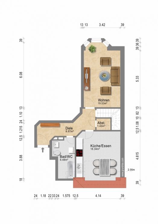 Kaßberg • 2 Zimmer Wohnung • Dachgeschoss • Maisonette • Chemnitz • Einbauküche • jetzt mieten