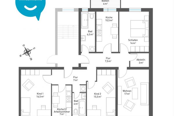 TOP • Laminat • 5-Zimmer • Laminat  • 2 Bäder mit Wanne & Fenster • gleich anschauen • Chemnitz