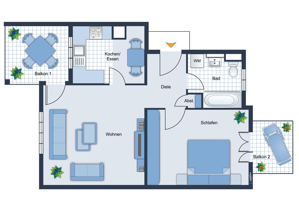 2 Raum • Tiefgarage • zwei Balkone • ruhige Lage • in Reichenbrand